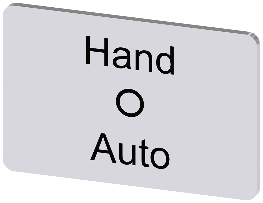 Siemens SIRIUS ACT 3SU1 Opschriftplaatje 17,5 X 27 MM, plaatje zilver, opschrift: hand O auto