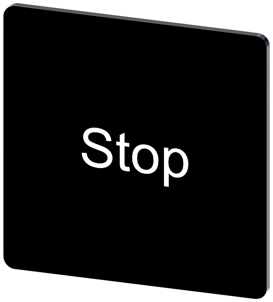 Siemens Labeling Plate 27 X 27 MM, label black, labeling: stop