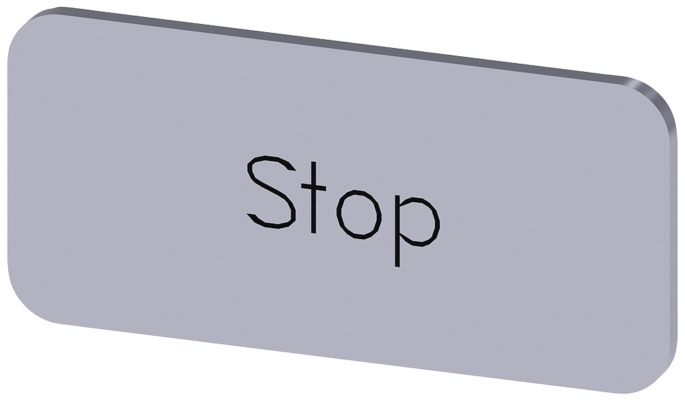 Siemens Labeling Plate 12.5 X 27 MM, silver-colored label, labeling: stop