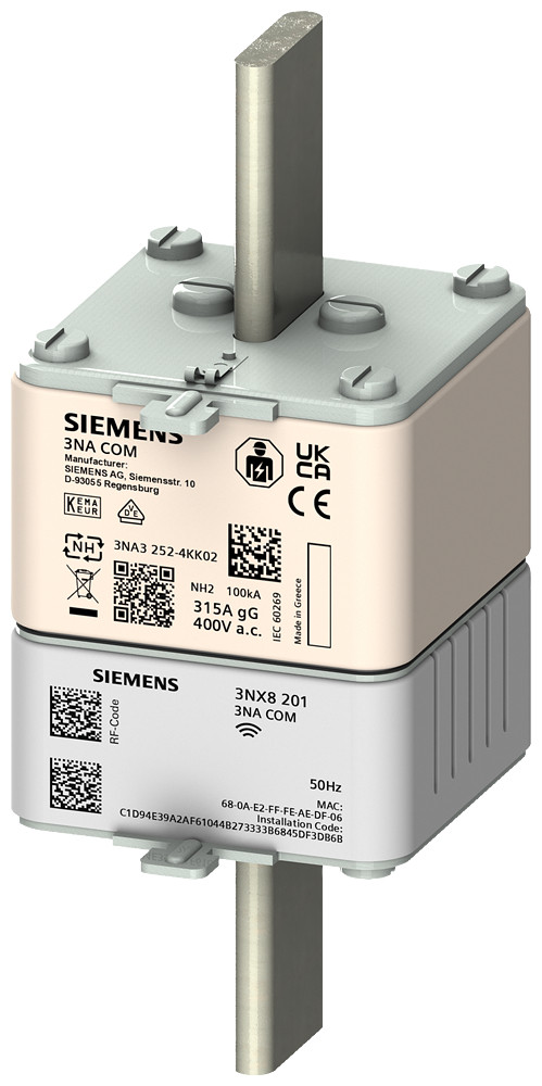 Siemens LV HRC fuse link 3na com with metering function size 2 in 315 A un 400
