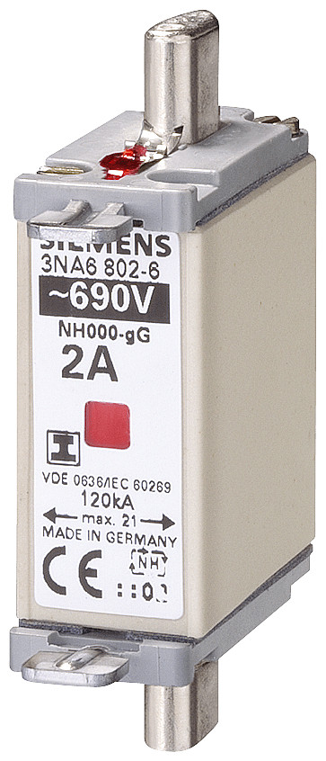 Siemens LV HRC fuse link, NH000, in: 10 A, GG, un ac: 690 V, un DC: 250 V