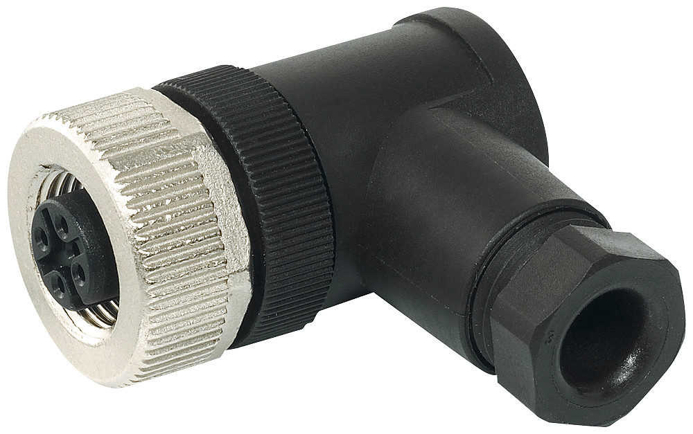 Siemens 3RK1 M12-Connector, gehoekt, 4-polig, schroefklemaansluiting, max. 0,75 MM2
