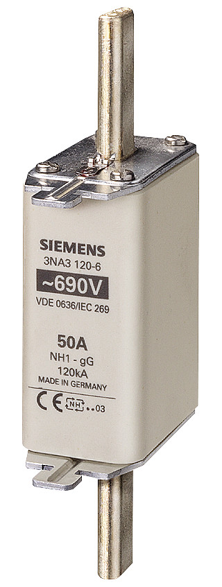 Siemens LV HRC fuse smeltpatroon (mes) NH1 bovenkenmelder 50a