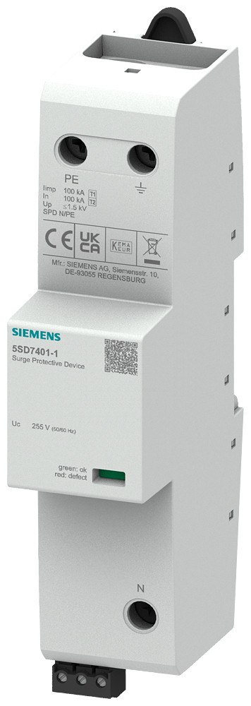 Siemens SENTRON 5SD7 N Beveiligingsgeleider bliksemstroomafleider voor 3+1 schakeling uc 25