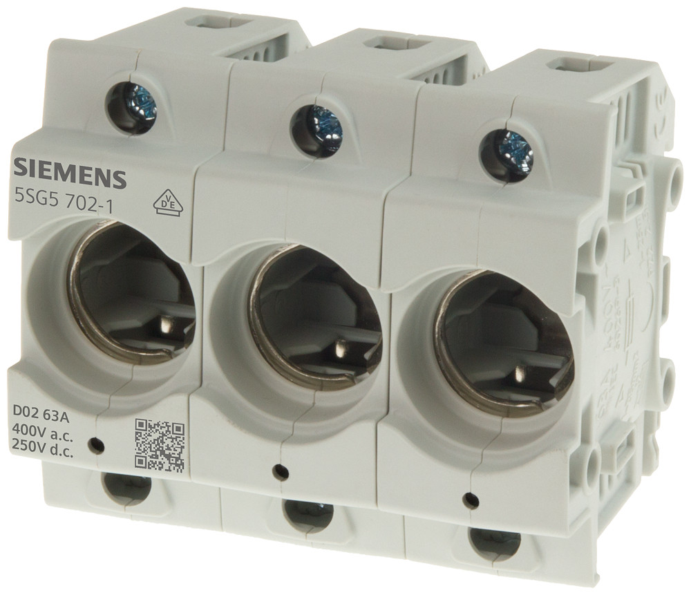 Siemens Neozed, fuse base, D01, 3-pole, 16 A, un ac: 400 V, un DC: 250 V