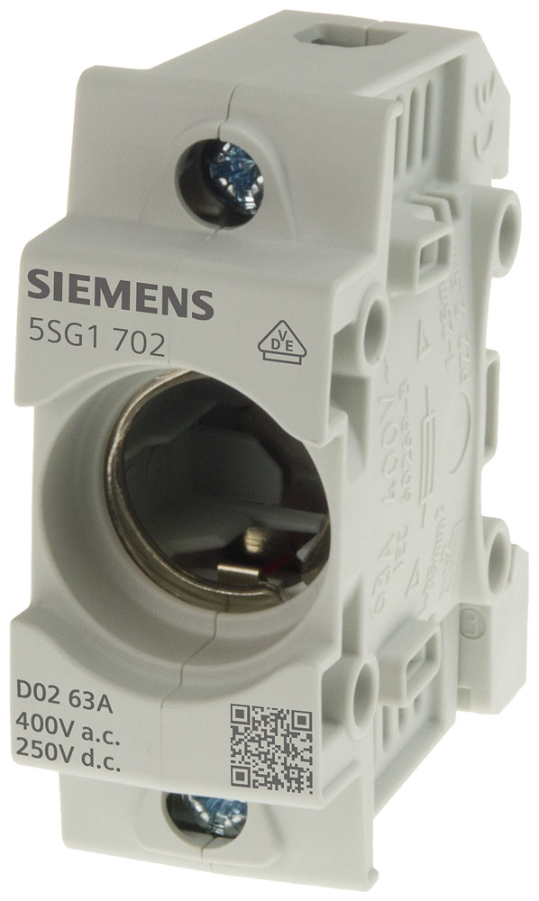 Siemens Neozed, fuse base, D02, 1-pole, 63 A, un ac: 400 V, un DC: 250 V