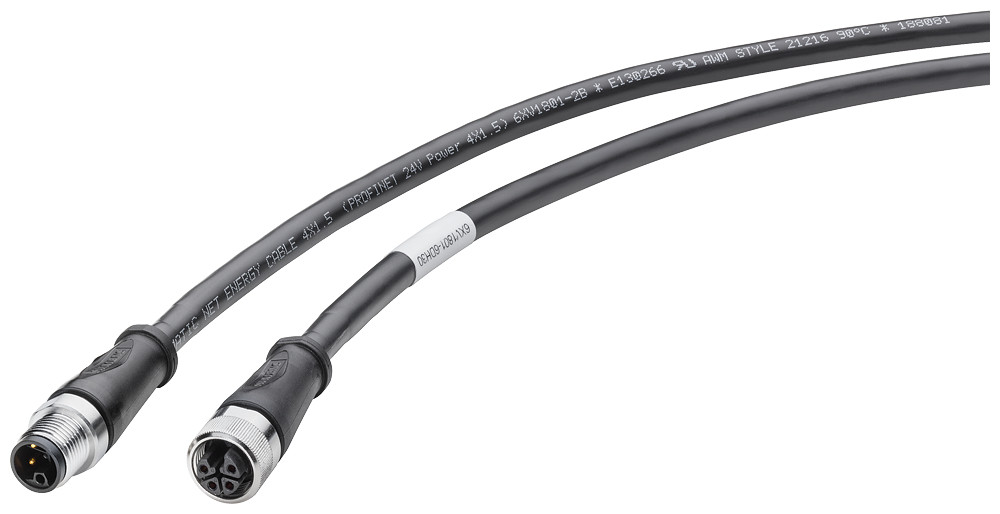 Siemens SIMATIC NET Power Connecting Cable Power Connecting cable M12-180/M12-180, L-coded, 4-pole, 15 M, for et2