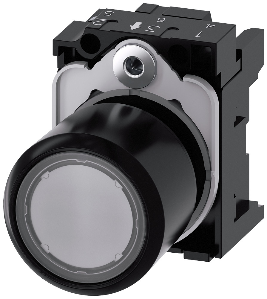 Siemens SIRIUS ACT 3SU1 Drukknopschakelaar, verlicht, 22 MM, rond, kunststof, kleurloos, drukk