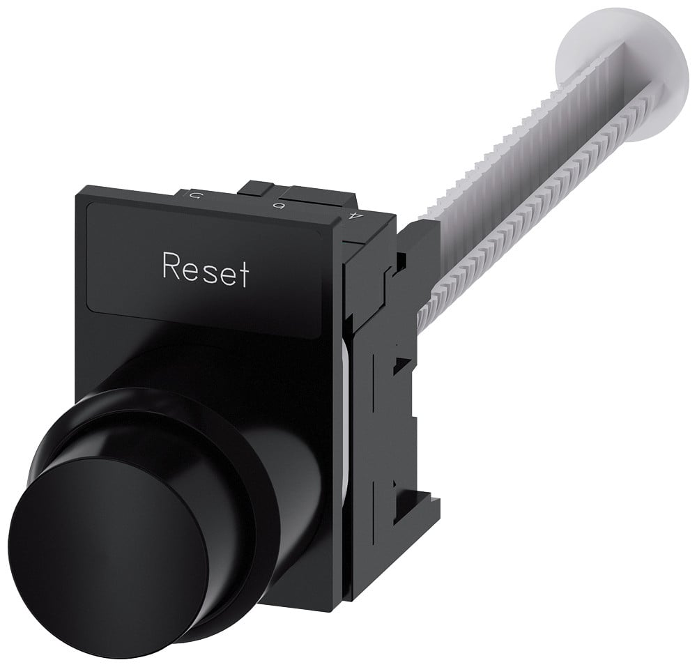 Siemens Pushbutton, with extended stroke (12 MM), 22 MM, round, plastic, black