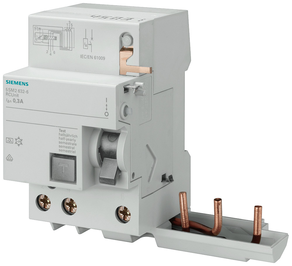 Siemens RC Unit, 3-pole, type A, short-term delayed, in: 63 a, 30 ma, un ac: 4 Siemens RC Unit, 3-pole, type A, short-term delayed, in: 63 a, 30 ma, un ac: 4
