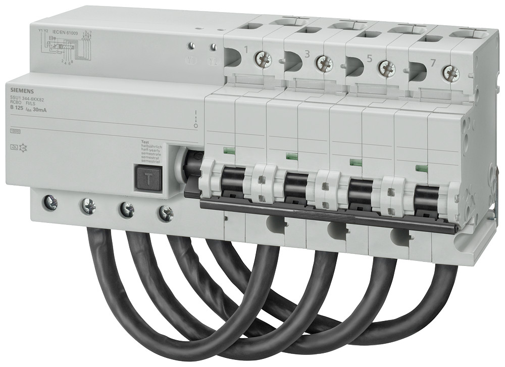 Siemens Rcbo, 10 ka, 4-pole, type B, short-time delayed K, 30 ma, C char, in: