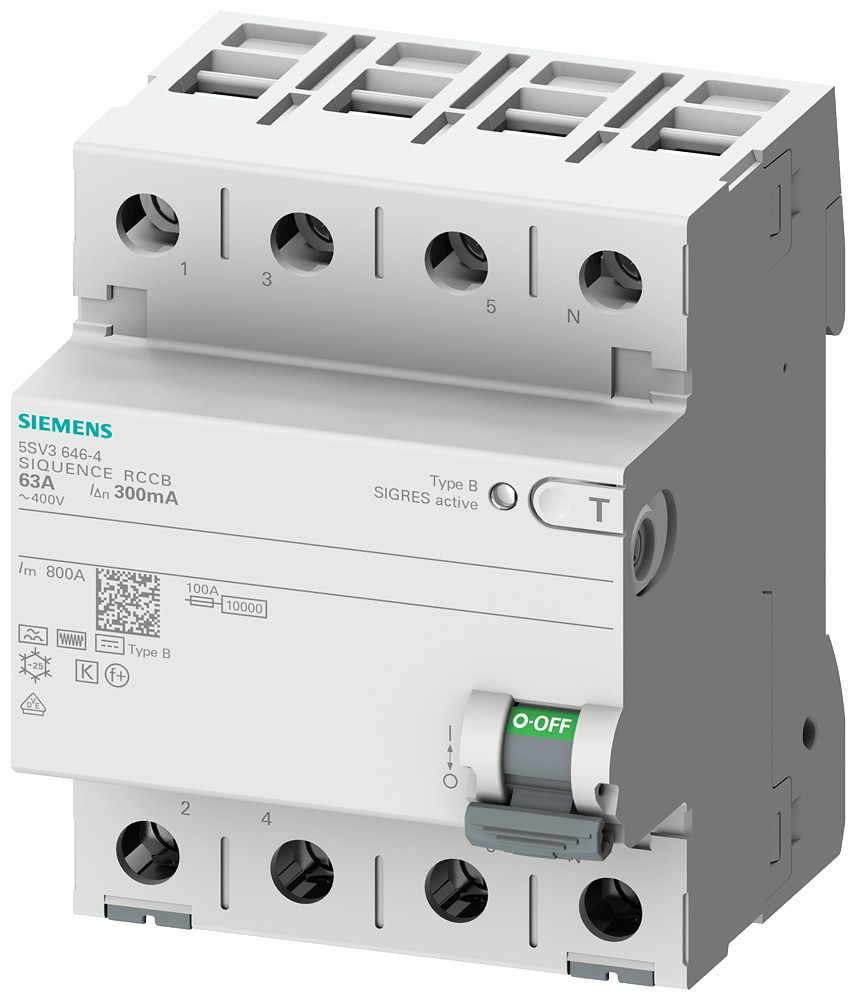 Siemens RCCB aardlekschakelaar 4P 63a 0,5a