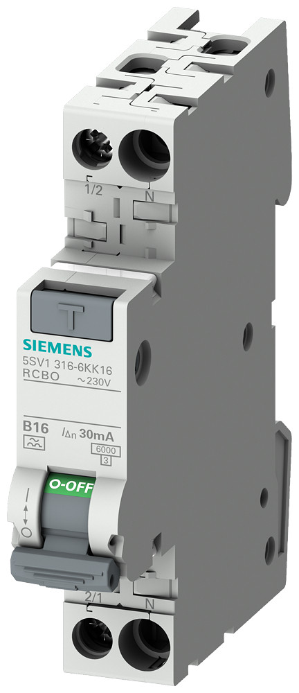 Siemens Rcbo Compact 1-pole+n 6 ka type F 30 ma, super resistant K, B16