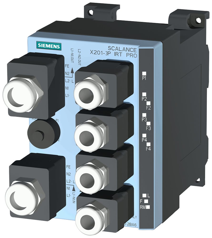 Siemens SCALANCE X201-3P IRT PRO Scalance X201-3P irt pro, managed layer 2 switch, 1X RJ45, 3X SCRJ, pu