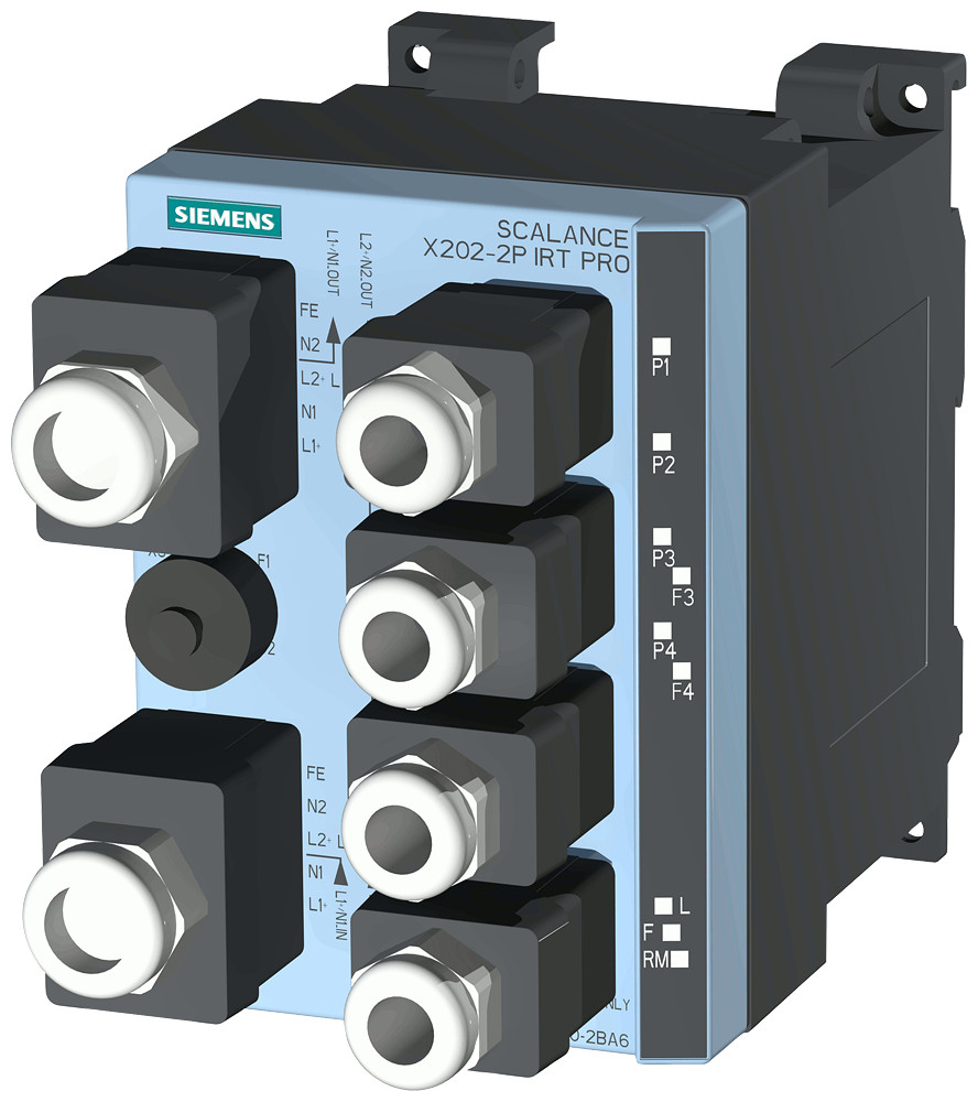 Siemens SCALANCE X202-2P IRT PRO Scalance X202-2P irt pro, managed layer 2 switch, 2X RJ45, 2X SCRJ, pu
