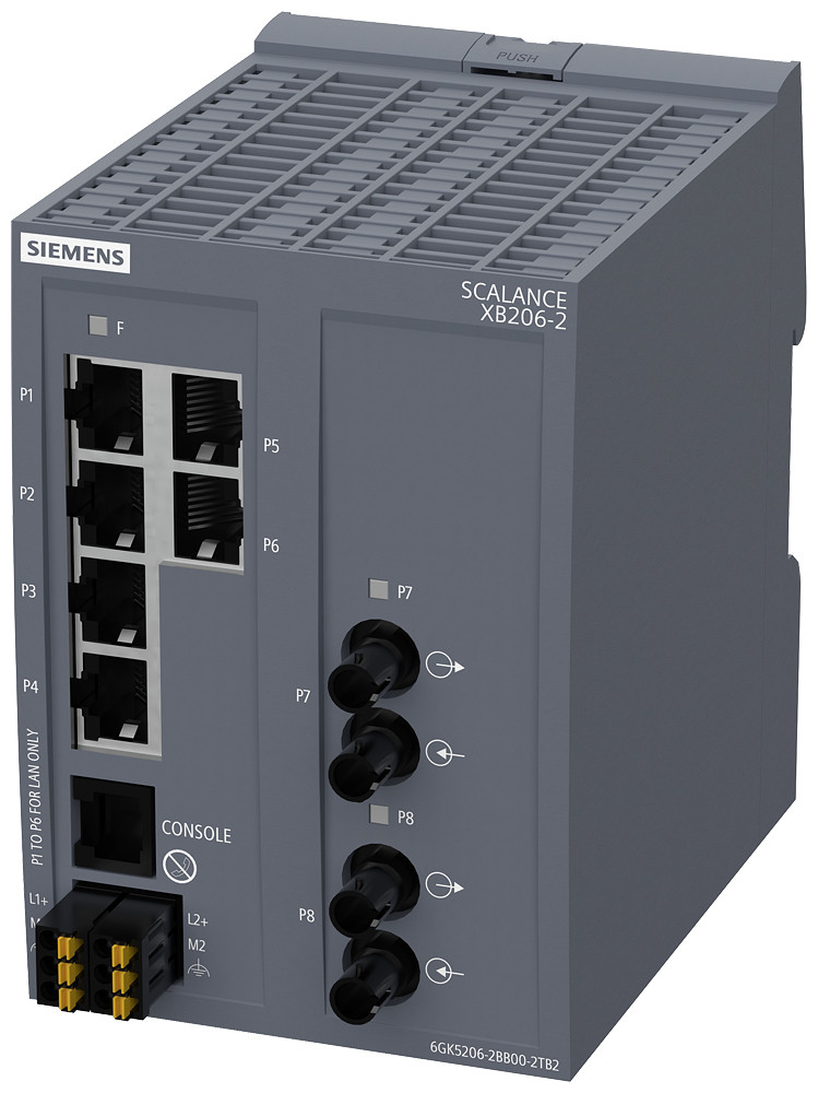 Siemens SCALANCE XB206-2 (E/IP def.) Scalance XB206-2, managed layer2 switch, 6XRJ45, 2xmultimode ST/bfoc,