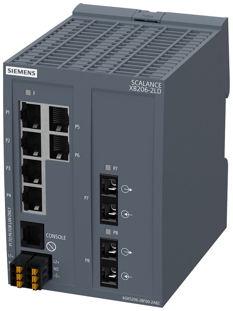Siemens SCALANCE XB206-2LD Scalance XB206-2LD, managed layer 2 switch, 6XRJ45, 2xsinglemode SC, D