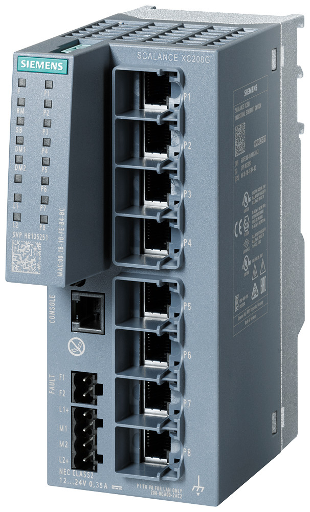 Siemens SCALANCE XC208G (E/IP def.) Scalance XC208G (e/ip), managed layer 2 switch, 8X RJ45