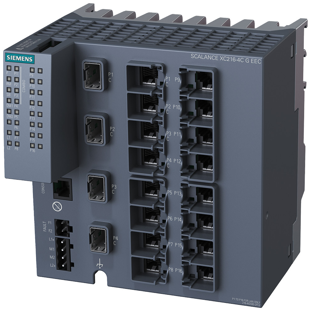 Siemens Scalance XC216-4C G eec, managed L2 switch, 12X RJ45, 4X combo port (S