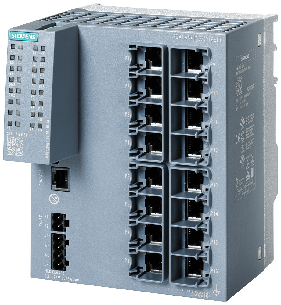Siemens Scalance Xc216eec, managed layer 2 switch, 16X RJ45