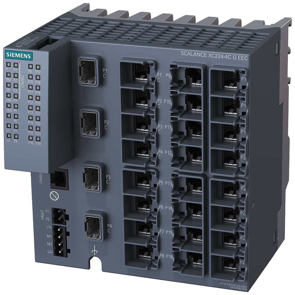 Siemens Scalance XC224-4C G eec, managed L2 switch, 20X RJ45, 4X combo port (S