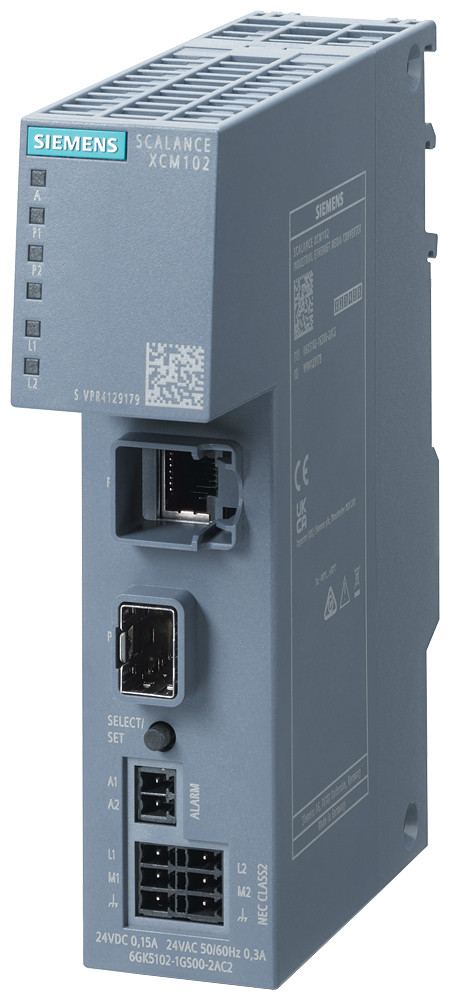 Siemens Scalance XCM102, ie media converter 1X 10/100/1000 mbit/S RJ45, 1X 1 G