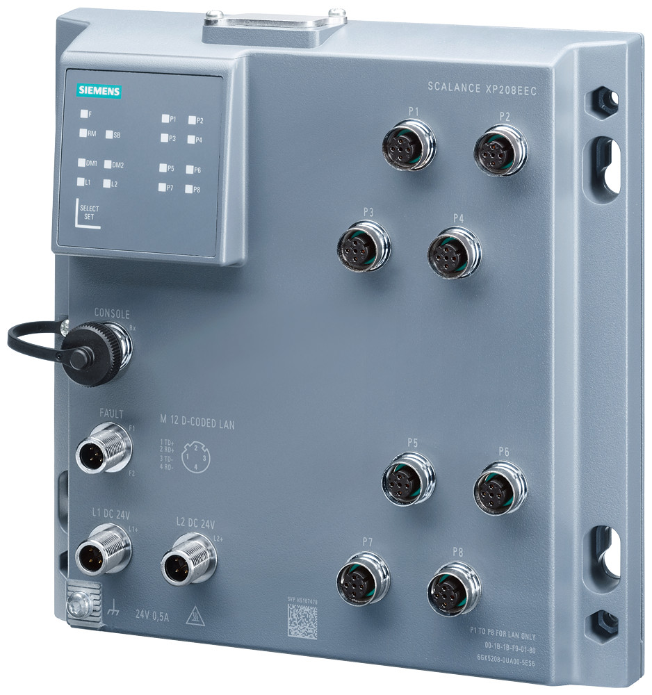 Siemens SCALANCE XP208PoE EEC Scalance Xp208poe eec managed, layer 2 switch, 8XM12, ip65/67, conf.co