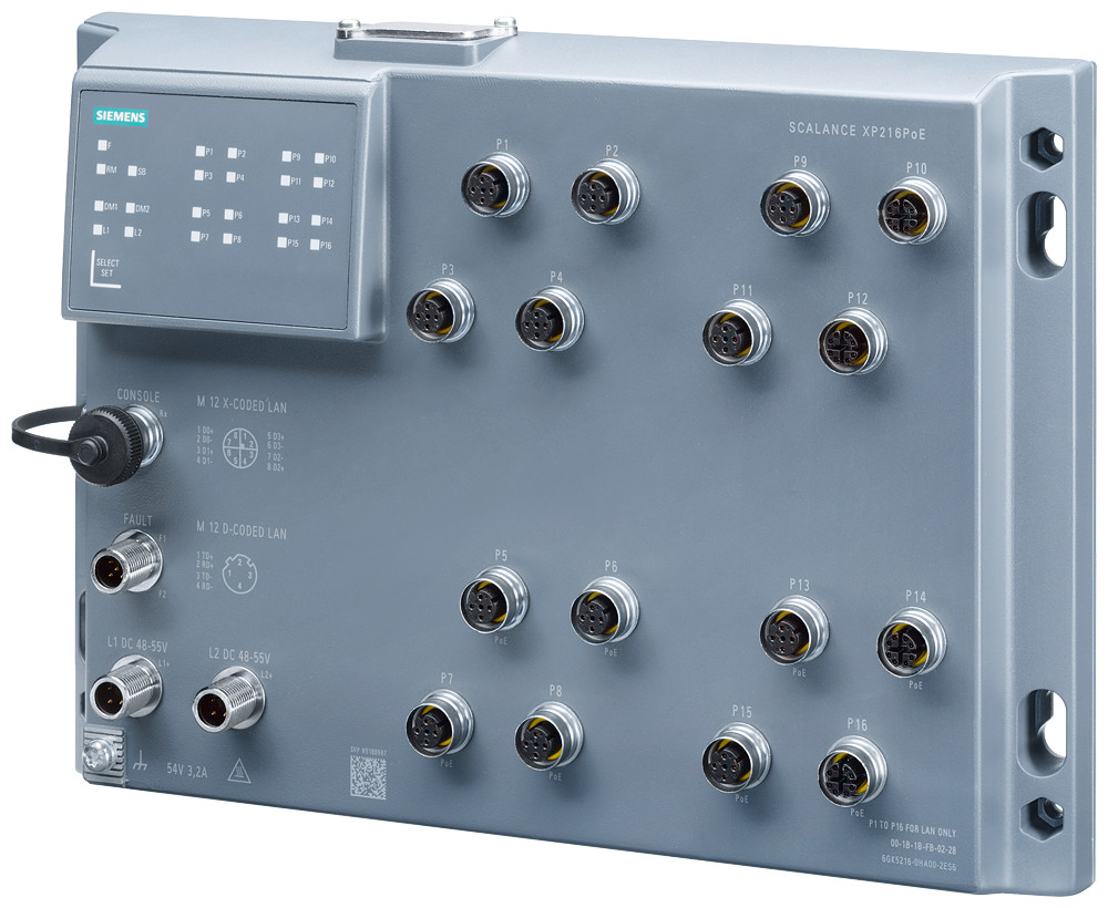 Siemens SCALANCE XP216EEC Scalance Xp216eec, managed layer 2 switch, 16X M12, ip65/67, conformal