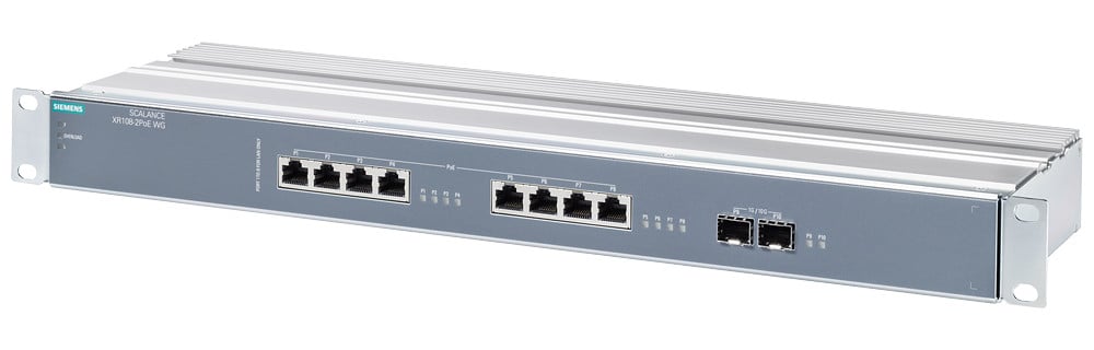 Siemens SCALANCE XR108-2PoE WG Scalance XR108-2poe WG, unmanaged switch, 19 rack, 8 X 1ge poe, 2 X SF