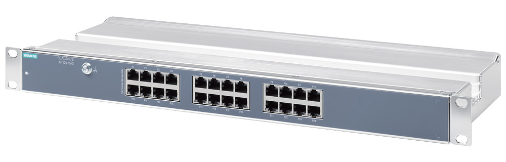 Siemens Scalance XR124, unmanaged rack switch workgroup, 230 V ac, 24X RJ45