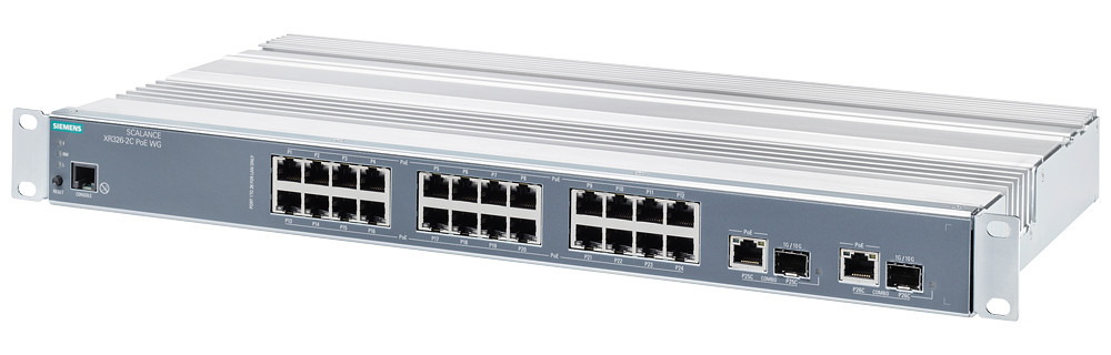 Siemens SCALANCE XR326-2C PoE WG Scalance XR326-2C poe WG, managed L2 switch, 24X RJ45 poe, 2X combo po