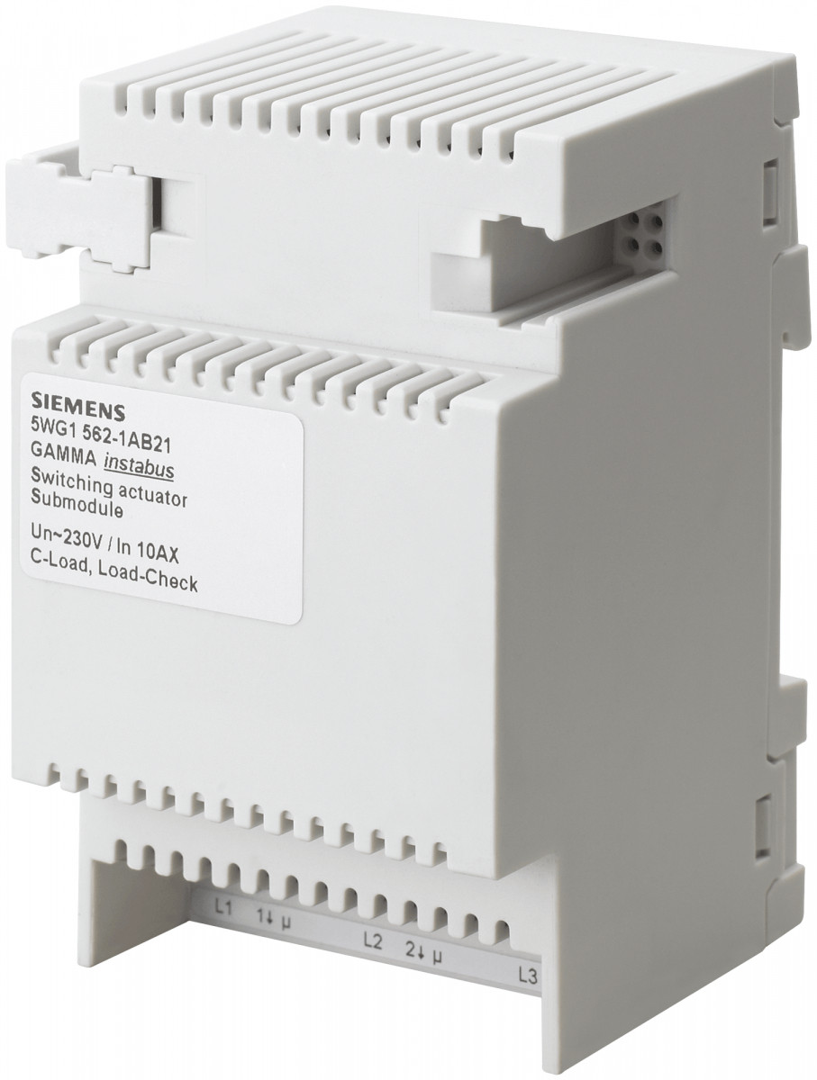 Siemens GAMMA INSTABUS KNX Switch Actuator submodule, 3 X ac 230/400 V, 20 ax, C load, load-check