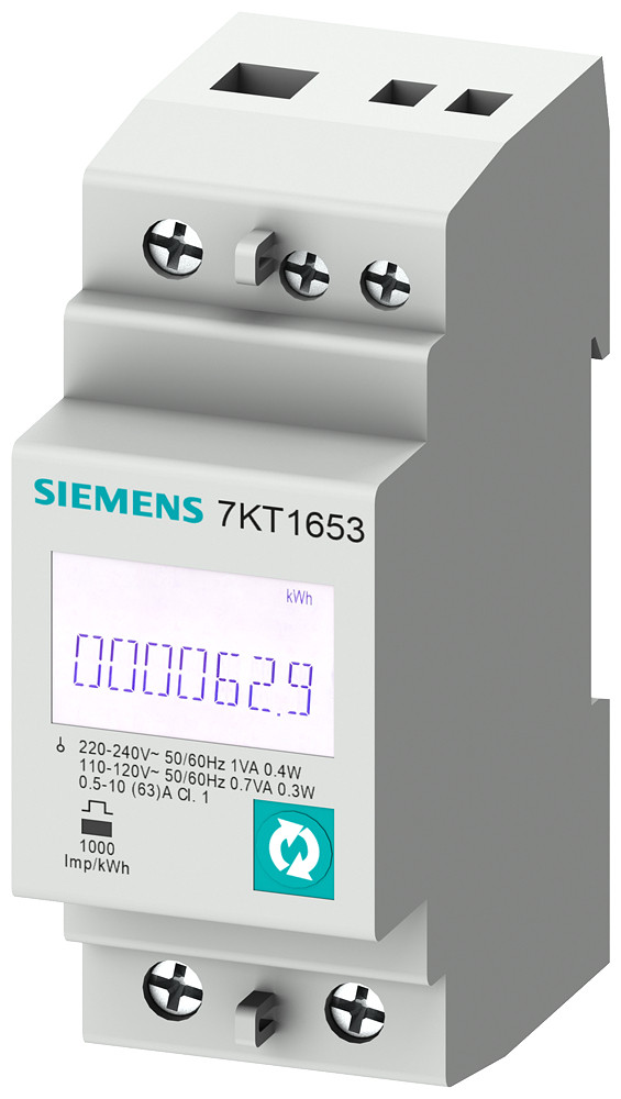 Siemens Sentron 7KT pac1600 energy meter, 1-phase, 63 A, din rail, M-bus
