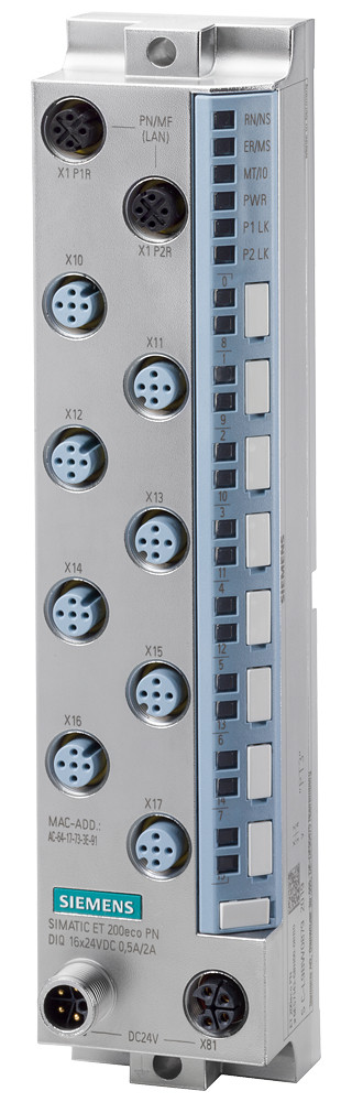 Siemens Simatic Et 200eco PN di 16x24vdc, M12-L 8X M12