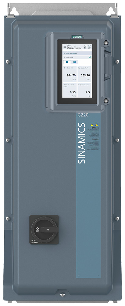 Siemens Sinamics G220 380-500 V 3ac + 10/-20% 47-63 HZ power low overload: 37