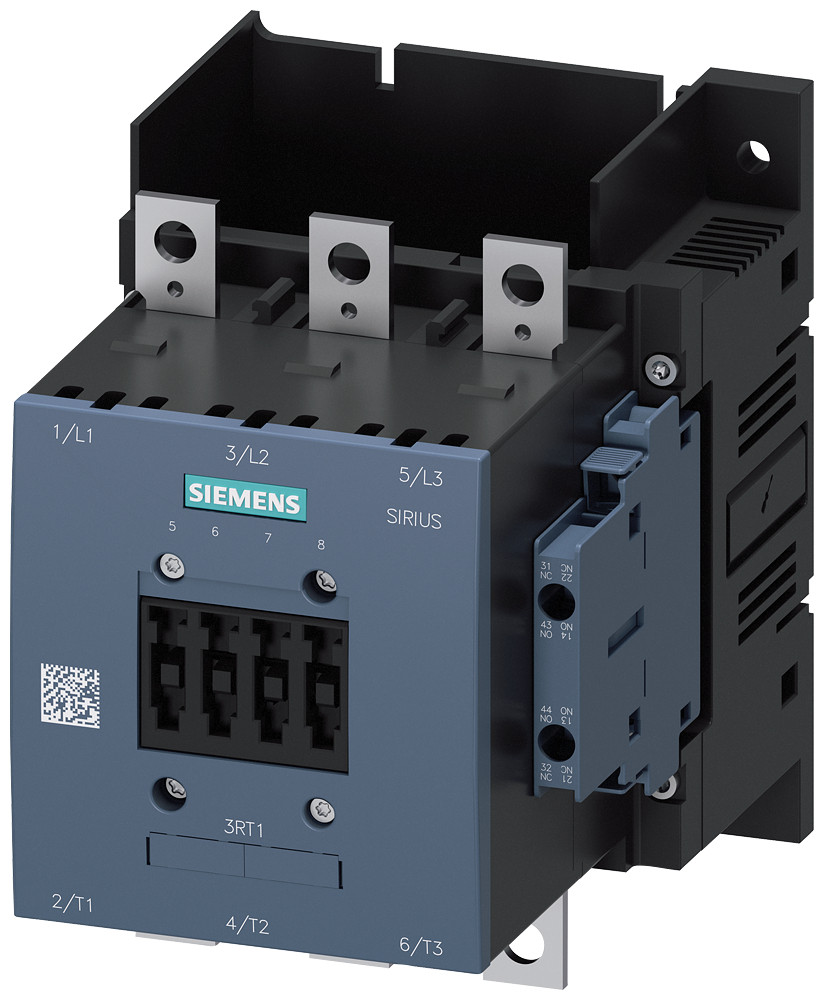 Siemens SIRIUS 3RT1 Contactor, ac-3e, 150 A/75 KW/400 V, 3-polig, 2no+2nc, aansluitrail/SC