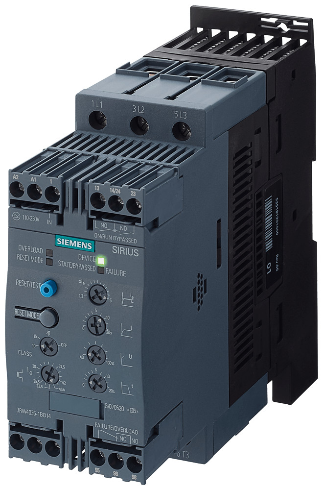 Siemens Soft Starter S2, 72 A, 45 KW/500 V, 40 degrees, 400-600 V ac, 24 V ac/