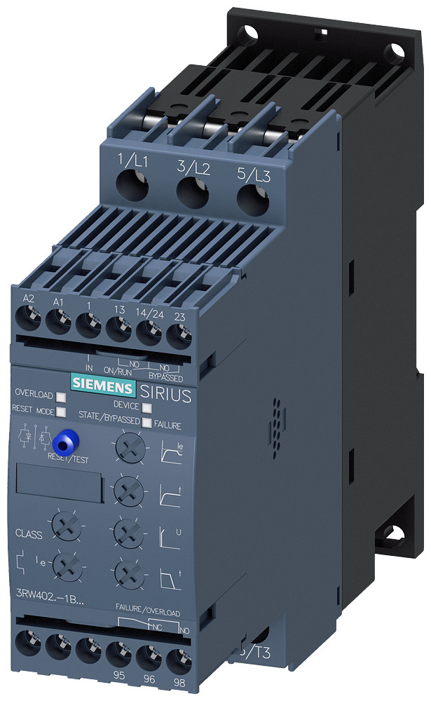 Siemens SIRIUS 3RW40 Soft Starter S0, 38 A, 22 KW/500 V, 40 degrees, 400-600 V ac, 110-230
