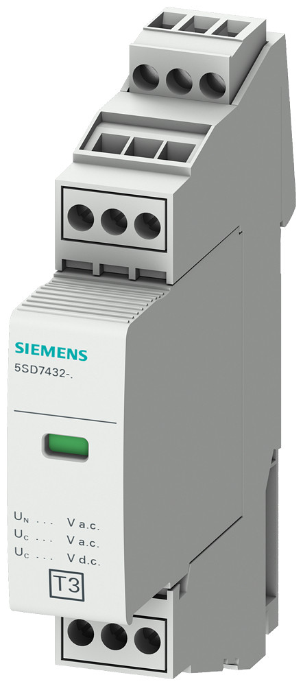 Siemens SENTRON 5SD7 SPD Type 3, un = 120 vac/150 VDC uc = 150 vac/DC,uoc = 2 KV, 2-polig,M