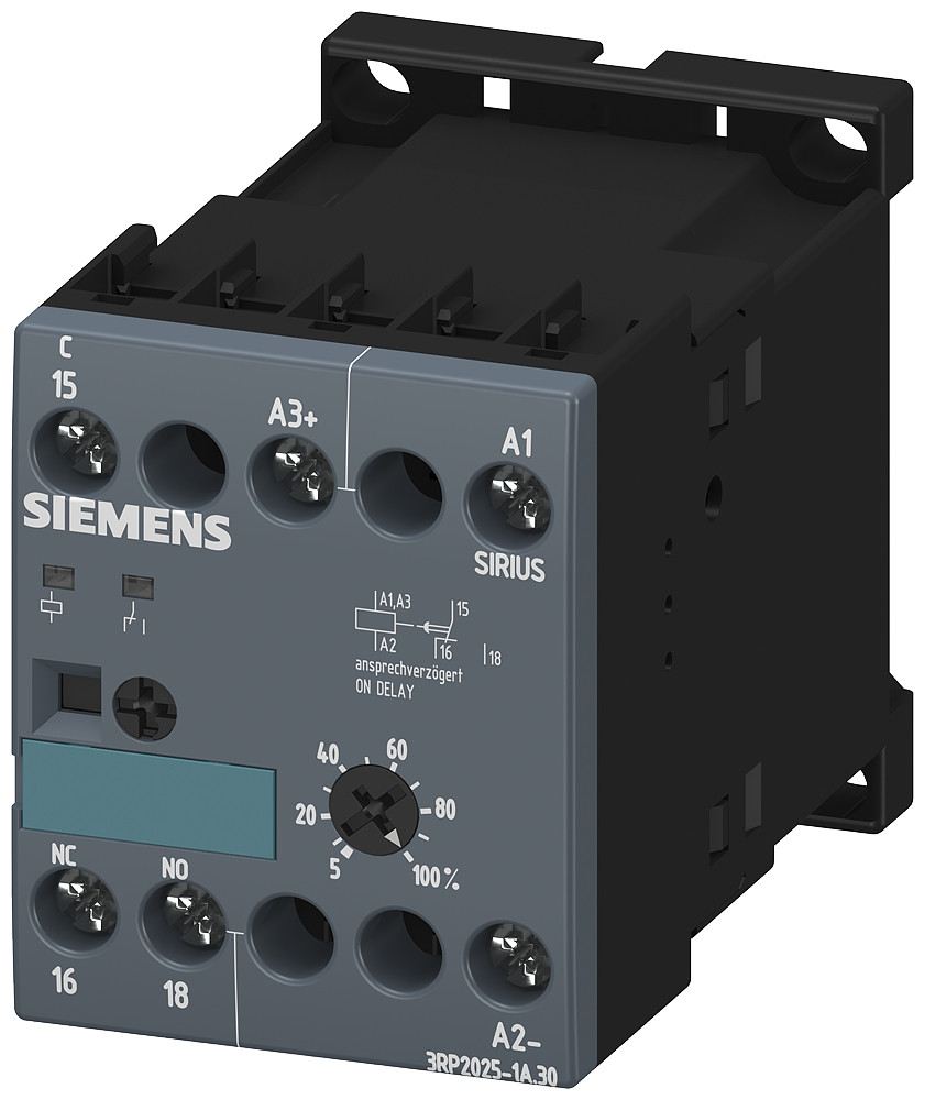 Siemens SIRIUS 3RP20 Tijdrelais, elektronisch, vertraagd opkomend 1 W, ac/DC 24 V, ac 200-2
