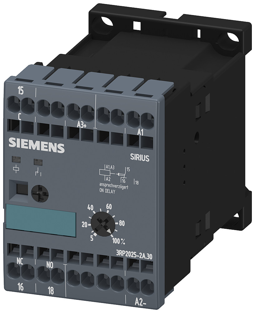 Siemens SIRIUS 3RP20 Tijdrelais, elektronisch, vertraagd opkomend 1 W, ac/DC 24 V, ac 200-2