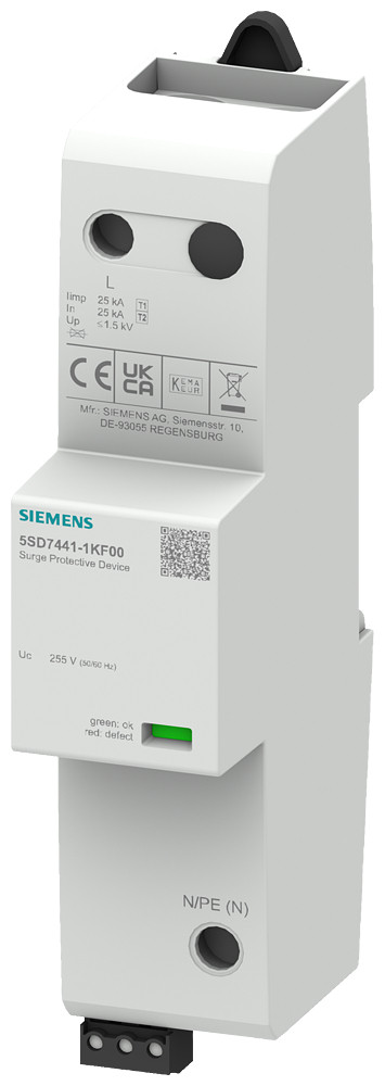 Siemens With Integrated arrester fuse requirement class B+C, 255 V uc 1-pole