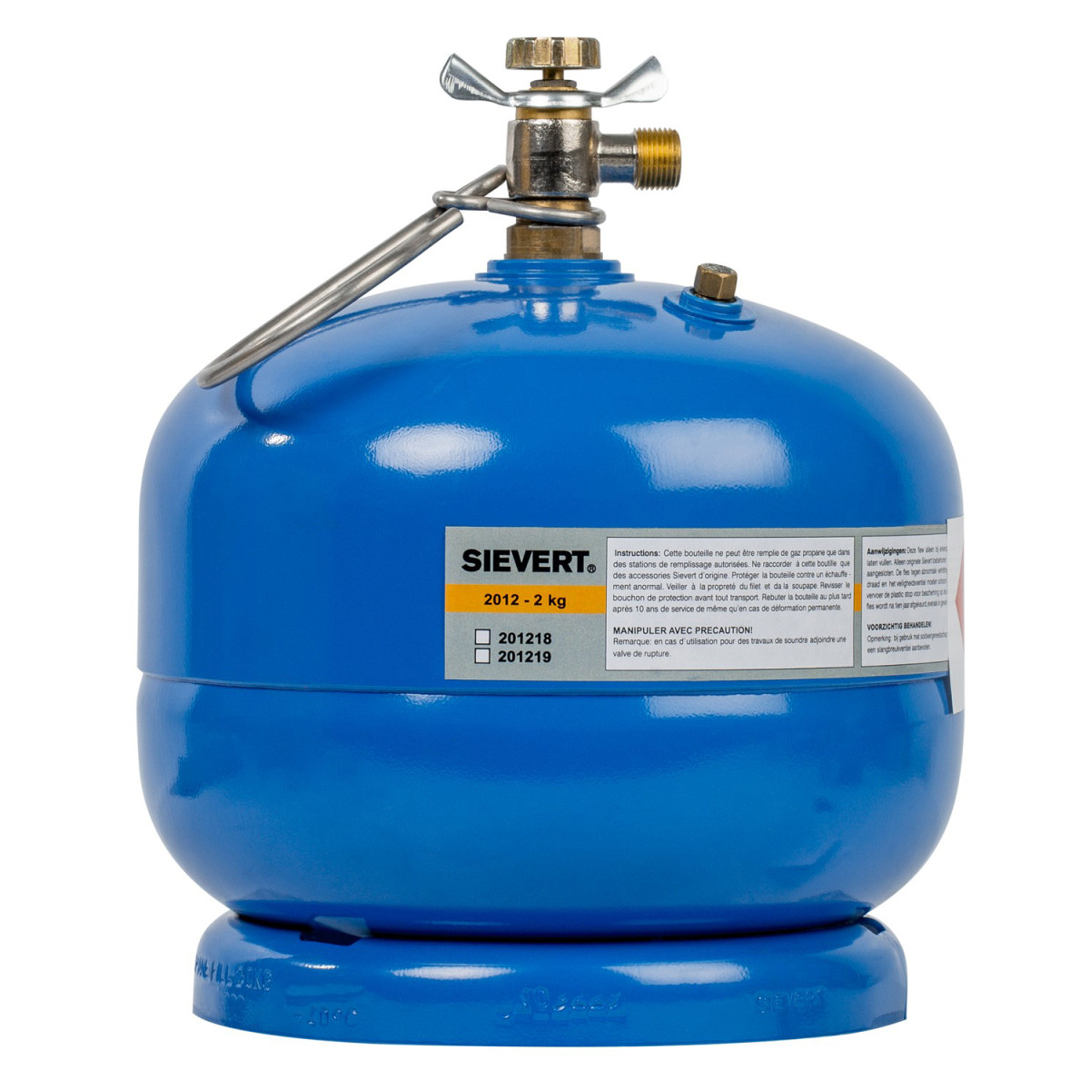Sievert Gasfles 2KG gevuld, met kraan en haak