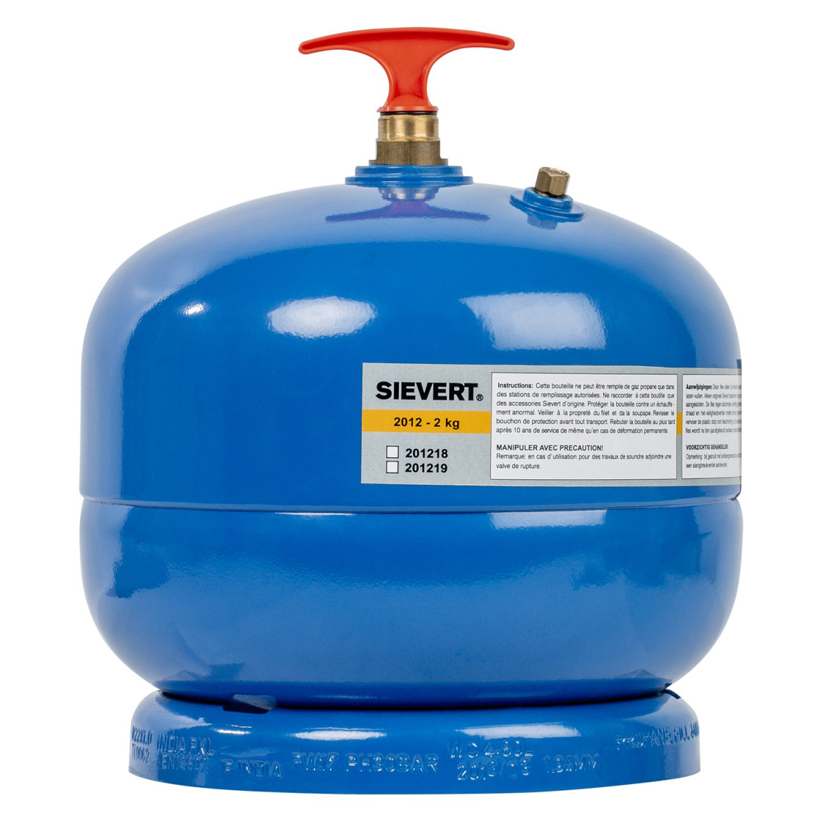Sievert Gasfles 2KG leeg, zonder kraan en haak