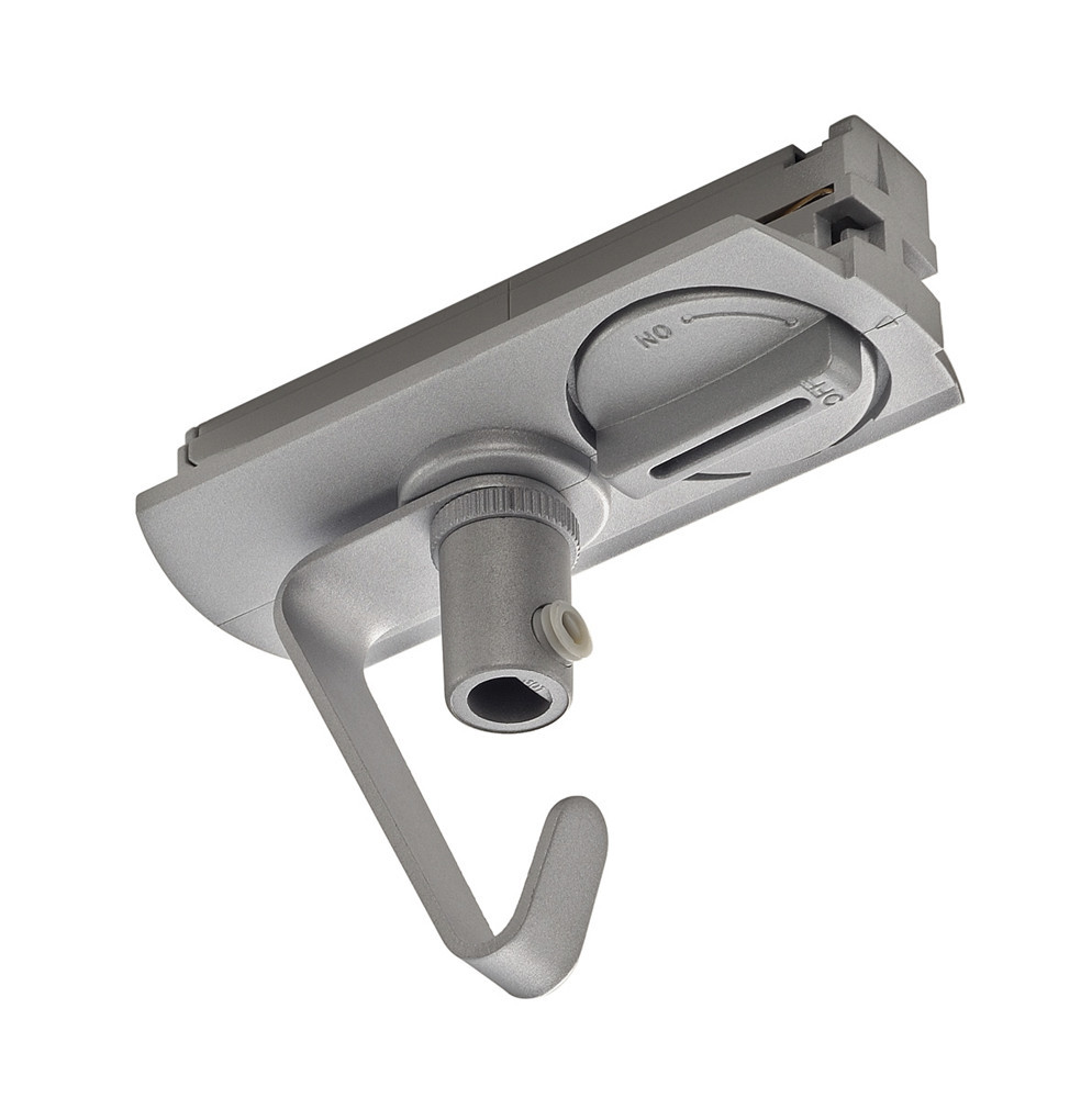 SLV Spanningrail 1-fase adapter met haak zilvergrijs 3-ader 1,5MM2 grijs