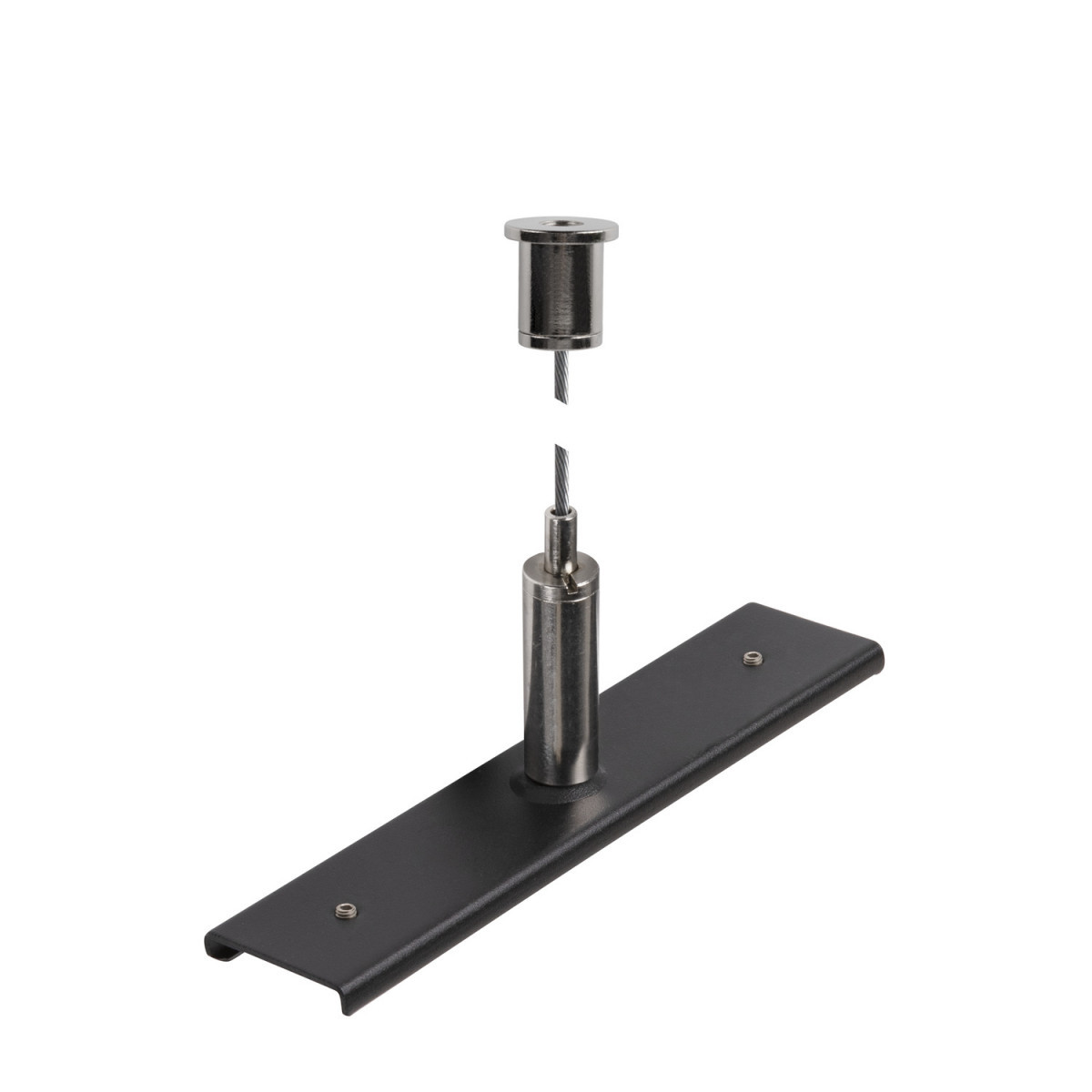SLV 48V SYSTEM Railverstevigingsplaat Met ophangset, 48V track, 3 M staalkabel, zwart