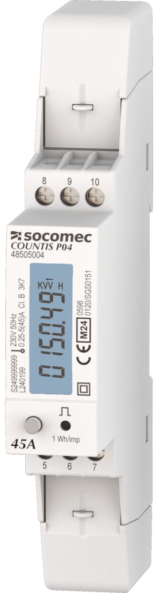 Socomec COUNTIS P0x Energiemeter Countis P04 eenfase 1PH 45a modbus mid