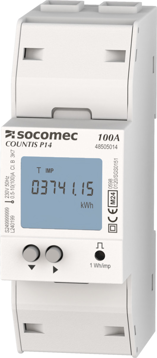 Socomec COUNTIS P1x Energiemeter Countis P14 eenfase 1PH 100a, mid modbus