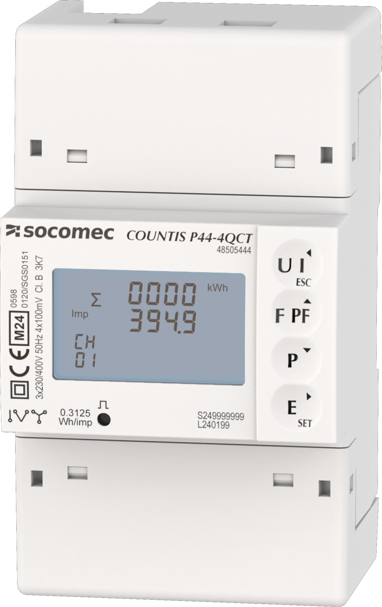 Socomec COUNTIS P4x Countis P44 CT1 3-phase mid energy meter, 1/5a CT, modbus