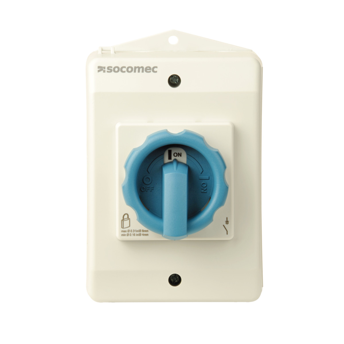 Socomec ENCLOSED SWITCH Encl. como 3x100a blue/grey handle